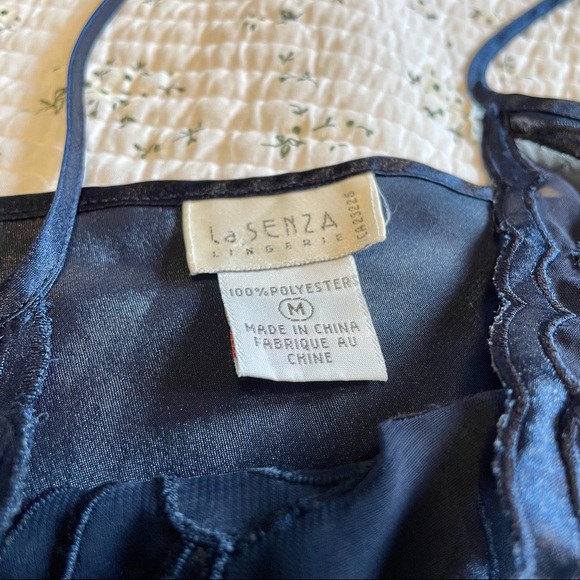 La SENZA Blue Satin embroidered slip dress - Picture 4 of 9